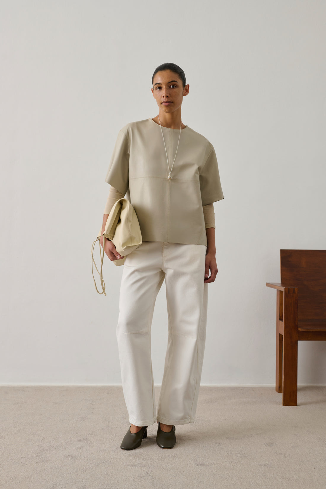 Blouse Frieda - Mastic - Cuir - Femme