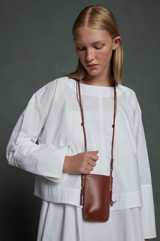 Pochette Amaury - Acajou - Cuir - Femme