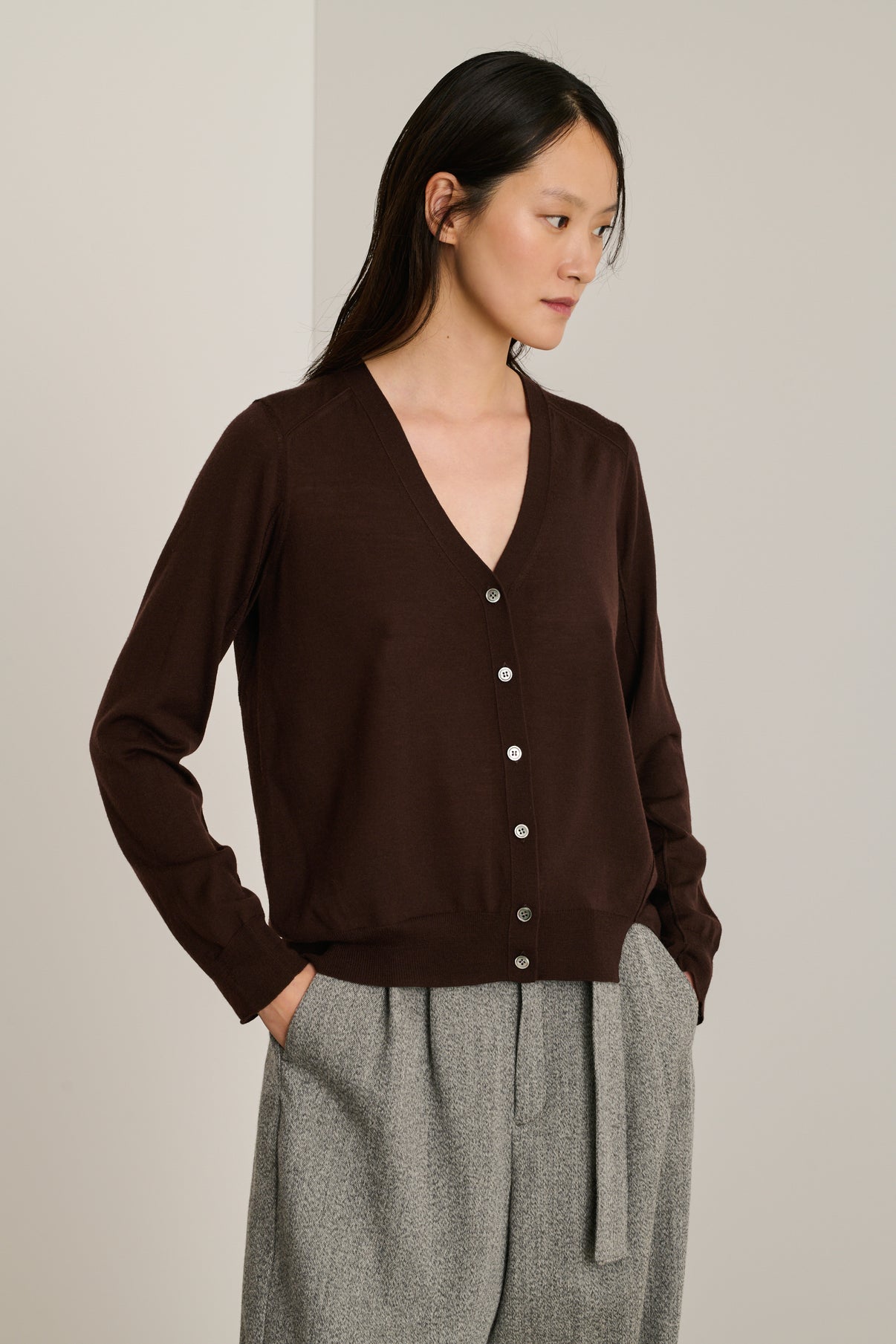 Cardigan Alyssa - Chocolat - Laine - Femme vue 2